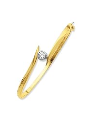 14k Two Tone AA Diamond bangle Diamond quality AA (I1 clarity, G-I color)