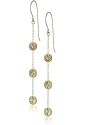 14k Yellow Gold Diamond-Cut Station Dangle Earrings