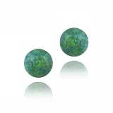 Sterling Silver Created Green Opal Ball Stud Earrings, 7mm