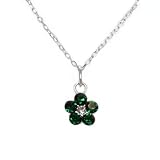Childs Flower Necklace Made with SWAROVSKI ELEMENTS Crystal Set in Sterling Silver Emerald Green