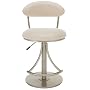 Hillsdale Venus Adjustable Swivel Stool, Silver Finish with Fawn Faux-Suede Fabric