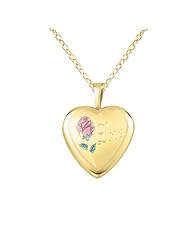 Sterling silver and 14k gold Heart Shaped Locket w/ Rose "Love" Necklace