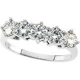 14k Wht Gold Moissanite Anniv. Band Ring 4mm 1 1/4ct Sz 6 - JewelryWeb