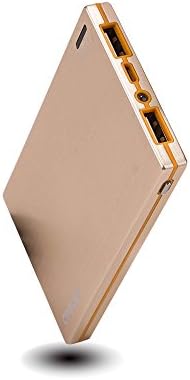 2015 New! COOLUP Slim One 5000mAh Air Portable Charger external battery charger Power Bank (only 9.6mm, Unibody Aluminum Housing), for iPhone 6 Plus 5s 5c 5 4S (Apple adapters not included), iPad Air 2 Mini 3, Samsung Galaxy S5 S4 S3 Note 3, 4, Note Tab, HTC, Motorola, Nokia, PS Vita, LG Volt G3 Optimus Realm, Nexus 4 6, Gopro, more Phones and Tablets and More (Gold)