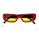 eckige Disco Brille rot mit Punkten
