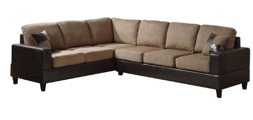 ACME 15300B Madrid Sectional Sofa with Pillows with Saddle Easy Rider and Espresso Bycast PU