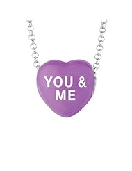 Sterling Silver 12mm Purple enamel Sweethearts YOU & ME Heart Pendant