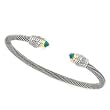 925 Silver, Diamond & Blue Topaz Bracelet with 14k Gold Accents (1.10ctw)