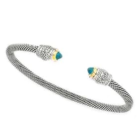 925 Silver, Diamond and Blue Topaz Bracelet with 14k Gold Accents (1.10ctw) by Element Jewelry & Accessories