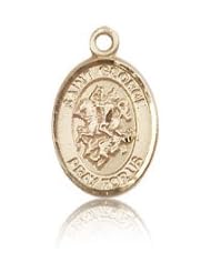 14kt Solid Gold Pendant Saint St. George / Air Force USAF Airman Protection Gift Medal 1/2 x 1/4 Inches Boy Scouts/Soldiers-9040- Comes with a Black velvet Box