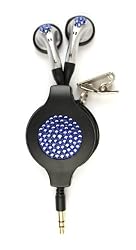OFFICIAL SWAROVSKI Crystal Blue on Black chicBuds Earbuds Earphones
