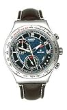 Swatch Dress Trailing Prosper Brown Leather Blue Dial Unisex Watch #YCS523