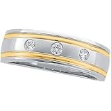 14K Two Tone Gold Diamond Duo Ring