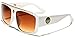 White & Gold Kleo Flat Top Hip Hop Rapper Retro Aviator Sunglasses w/ Brown Lenses