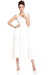 Chiffon/Polyester Summer 2014 Vintage Lace Round Neck Evening Dress 