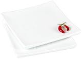 Ciroa Asea Set of 2 White Porcelain Square Platters, 19.5 cm