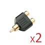 2 X GOLD 1 to 2 RCA PHONO AV AUDIO VIDEO Y SPLITTER ADAPTER (quantity 2)