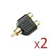 2 X GOLD 1 to 2 RCA PHONO AV AUDIO VIDEO Y SPLITTER ADAPTER (quantity 2)