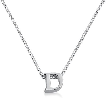 Initial Letter D Personalized Serif Font Pendant Necklace (sterling-silver, 16 Inches)