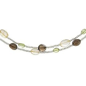 Sterling Silver Citrine, Smokey Quartz and Peridot Necklace by Ice.com