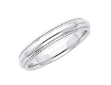 Ladies 4mm Milgrain Wedding Band in 14K White Gold