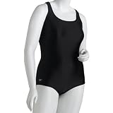 Speedo Women's Aquatic Xtra Life Lycra Solid Moderate Long Ultraback Swimsuit, Black, 14 Long