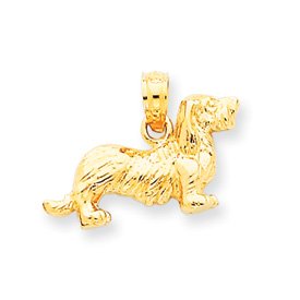 14k Long-Haired Dachshund Dog Pendant