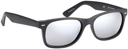 Apollos Vision® Unisex Vintage Style Matte Frame Mirrored Silver Lens Wayfarer 55mm UV400 Polarized Sunglasses