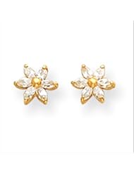 MadiK® Kids 14k Yellow Gold Polished Marquise Cut CZ Star Post Earrings