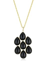 Lisa Stewart Tear Drop Cascade Pendant Necklace with Black Stones Necklace