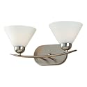 Quoizel DI8502ES Demitri 8-Inch Bath Bar with Two Lights with Opal Etched Glass, Empire Silver Finish