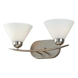 Quoizel DI8502ES Demitri 8-Inch Bath Bar with Two Lights with Opal Etched Glass, Empire Silver Finish
