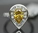 3.06 ct Vivid Canary Yellow Pear Shape Diamond Engagement Bridal Ring with Accents SI-1 18K Gold