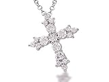 Meira T 14K White Gold 0.45ct Diamonds Art Deco Style Cross Necklace