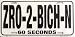 LP - 444 Zero to Bitch in 60 Seconds License Plate - X064