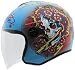 Ed Hardy OFS Beautiful Ghost Open Face Motorcycle Helmet Blue Extra Small