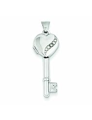 Genuine .925 Sterling Silver & Diamond 10mm Heart Key Locket 0.6 Grams. 100% Satisfaction Guaranteed.