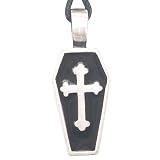 Cross Coffin Tombstone Pewter Pendant Necklace