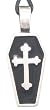Cross Coffin Tombstone Pewter Pendant Necklace
