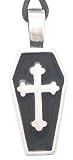 Cross Coffin Tombstone Pewter Pendant Necklace
