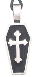 Cross Coffin Tombstone Pewter Pendant Necklace