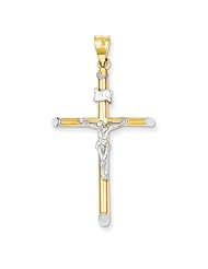 14k Gold & Rhodium INRI Crucifix Pendant