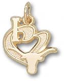 Texas Longhorns Solid 10K Gold ''I Heart'' Longhorn 1/2'' Pendant