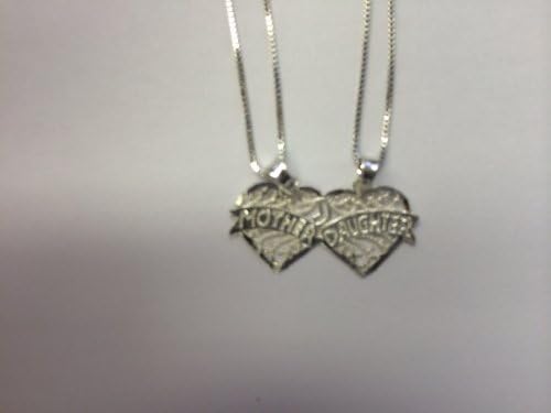 Sterling Silver 2 Part Breakable "Mother / Daughter" Heart Pendant with TWO 18" Chain Necklaces