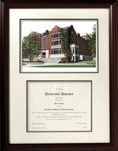 Graduate- Michigan State University, Union Framed Lithograph With Diploma Opening