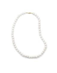 16 Inch 8.5-9mm Cultured Freshwater Pearl Necklace Individually Knotted with a 14K Yellow Gold Clasp