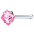 18 Gauge Pink Diamond Cubic Zirconia Nose Bone