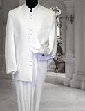 SOLID COLOR OFF-WHITE MANDARIN COLLAR 2PC MENS SUIT. SUPER 150'S HAND MADE VERY NICE FOR ANY OCCASION.