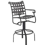 woodard outdoor furniture-Seville Swivel Bar Stool with Arms - Aluminum Patio Furniture