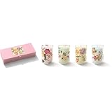Rose Theme Transferware Votive Candles, Set of 4